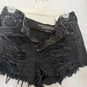 American Eagle Outfitters Black Ripped Jean Shorts